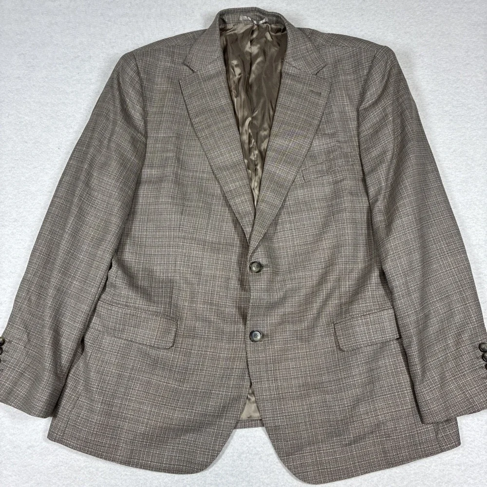 Berragamo Black Label Reda 1865 Wool Blazer Half Canvas Brown Micro Plaid 46S